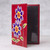 Red Leather Passport Cover with Hand Painted Flowers 'Lovely Traveler in Red'