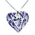 Ceramic Puebla-Style Blue Floral Heart Pendant Necklace 'True Blue'