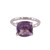 Rhodium Plated Amethyst Single-Stone Ring from India 'Fascinating Glamour'