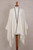 Cream 100 Baby Alpaca Wool Suede Trimmed Fringed Ruana 'Dreamy Cloud'