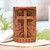 Suar Wood Hand Carved Cross with Floral Background 'Fern Cross'