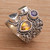 Multi-Gemstone and Sterling Silver Cocktail Ring from Bali 'Temple Quarter'
