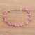 Pink Cat's Eye and Sterling Silver Linked Bracelet 'Linked Petals'