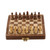 Acacia Wood Velvet Chess Set with Playing Pieces and Storage 'Royal Pastime'