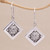 Woven Sterling Silver Diamond Shaped Dangle Earrings 'Weaving Ketupats'