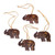 Set of 4 Coconut Shell Traditional Elephant Ornaments 'Imperial Elephants'