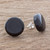 Black Art Glass Circle Button Earrings from Costa Rica 'Evening Pools'
