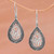 Sterling Silver Balinese Tendrils Tear Drop Dangle Earrings 'Silver Drop'