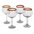 Fair Trade Handblown Glass Recycled Wine Glasses Set of 4 'Amber Globe'