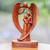 Hand-Carved Guardian Angel and Couple Suar Wood Sculpture 'Angelic Presence'