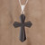 Jade Cross Necklace in Black from Guatemala 'Black Sacrifice of Love'