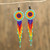 Huichol Colorful Glass Beaded Earrings from Mexico 'Vibrant Huichol Circles'