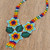 Floral Huichol Glass Beaded Necklace from Mexico 'Huichol Trio'