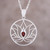 Garnet Sterling Silver Lotus Flower Pendant Necklace 'Lotus Heart'