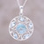 Sterling Silver Larimar Blue Topaz Round Pendant Necklace 'Blue Wheel'