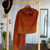 Hand Woven Orange Alpaca Blend Shawl from Peru 'Glorious Warmth'