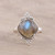 Rounded Square Labradorite and Sterling Silver Cocktail Ring 'Brilliant Mesa'
