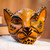 Orange-Amber Ceramic Jaguar Decorative Mask Wall Art 'Watchful Jaguar'