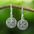 Handcrafted Sterling Silver Labyrinth Circle Dangle Earrings 'Interconnected in Silver'