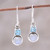 Blue Topaz and Rainbow Moonstone Dangle Earrings from India 'Sky Glimmer'