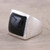 Modern Black Onyx Ring Crafted in India 'Might'