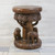 Wood Stool of Elephants Around a Tree in Brown from Thailand 'Around the Tree in Brown'