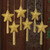 Embroidered and Beaded Gold Star Ornaments Set of 6 'Golden Star'