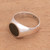 Sterling Silver Signet Ring with Black Resin from Bali 'Graceful Gerhana'
