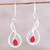 Swirl Motif Ruby Dangle Earrings from India 'Fiery Dance'