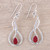 Swirl Motif Ruby Dangle Earrings from India 'Fiery Dance'