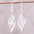 Wave Motif Blue Topaz Dangle Earrings from India 'Dazzling Gleam'