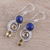 Citrine and Lapis Lazuli Spiral Earrings from India 'Majestic Spirals'