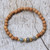 Coconut Wood and Labradorite Beaded Stretch Bracelet 'Batuan Harmony'