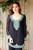 Hand Beaded Sheer Lined Black Polyester Long-Sleeved Tunic 'Midnight Celebration'