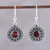 Handmade Circular Garnet Dangle Earrings from India 'Garnet Circles'