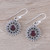 Handmade Circular Garnet Dangle Earrings from India 'Garnet Circles'