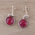 Faceted Ruby and Sterling Silver Dangle Earrings from India 'Sparkle and Fire'