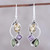 Citrine Amethyst Peridot and Sterling Silver Dangle Earrings 'Sun with Violets'