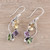 Citrine Amethyst Peridot and Sterling Silver Dangle Earrings 'Sun with Violets'