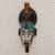 Handmade African Wood Mask in Blue from Ghana 'Benevolent Emiyi'