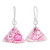 Pink Triangular Recycled CD Dangle Earrings from Guatemal 'Rosy Geometry'