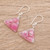 Pink Triangular Recycled CD Dangle Earrings from Guatemal 'Rosy Geometry'