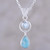 Larimar and Blue Topaz Pendant Necklace from India 'Gleaming Daylight'