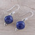 Lapis Lazuli Dangle Earrings from India 'Gleaming Grandeur'