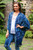 Leaf Motif Batik Rayon Kimono Jacket in Blue from Bali 'Denpasar Lady in Blue'