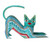 Wood Alebrije Figurine Cat in Green from Mexico 'Cat Stretch'