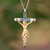 Garnet and Bone Crucifix Pendant Necklace from Bali 'INRI Crucifix'
