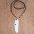 Garnet Leather and Carved Bone Feather Pendant Necklace 'Feather Soul'