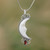 Garnet and Bone Crescent Moon Pendant Necklace from Bali 'Natural Moonlight'