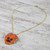 Resin Dipped Natural Flower 24K Gold Accent Pendant Necklace 'Peach Pansy'
